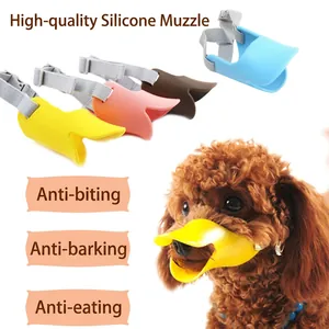 Silicone duck-billed dog muzzle for anti-barking and anti-biting in multiple colors
