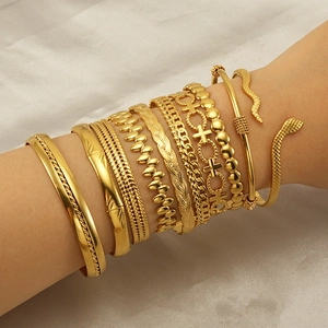Elegant Bamboo Knot Bangle Titanium Steel Gold Plated Adjustable Open Cuff Bracelet For Women Chinese Style Fashion