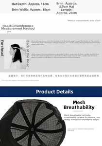 Size guide for breathable mesh newsboy hat with precise measurements and head circumference