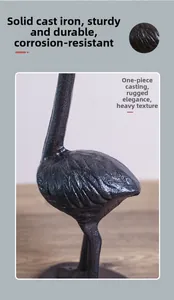 Detail view of heavy cast iron flamingo paper towel holder with anti-corrosion texture