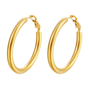 Chic 18K gold plated stainless steel chunky hoop earrings for women in retro style