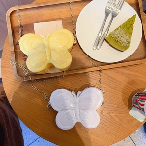 Sacs bandoulière papillon en gelée jaune et blanc avec chaîne dorée pour petites filles