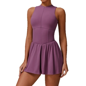 Robe de tennis violette sans manches avec col montant et fermeture éclair sport