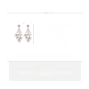 Detailed view of cat's eye stone leaf tassel earrings with size and material specifications