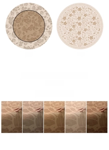Detail of round waterproof carpet showing fiber texture and color under different lighting