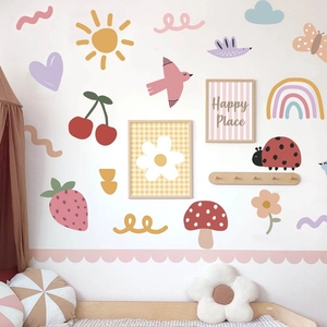 Nordic rainbow and animal wall stickers for children nursery room decor set