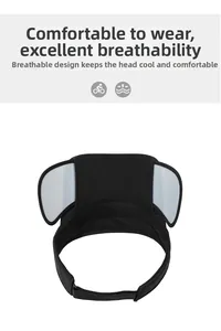 Detail of breathable inner fabric and adjustable strap on black sun visor hat