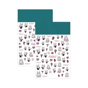 Autocollants ongles lapin mignon avec motifs de cœur et fraise modèles TS-2867 et TS-2868