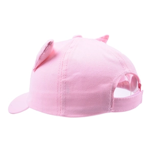 Pink kids baseball cap with cute 3D animal ears and adjustable velcro strap on back