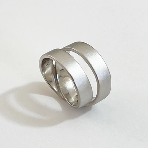 Minimalist 925 Sterling Silver Ring Matte Brushed Finish Double Layer Geometric Design Mobius Jewelry For Women
