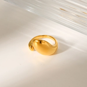 Minimalist 18K gold-plated stainless steel open ring with irregular organic pebble design