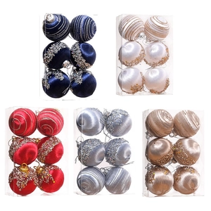 Christmas Tree Ball Ornaments Foam Satin Thread Wrapped Sequins Beads Decoration Holiday Party Decor Shimmery Elegant