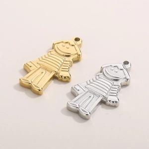 Polished stainless steel girl pendants in gold and silver finish with striped body design