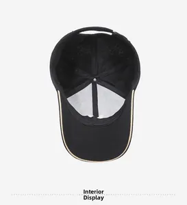 Interior detail of a mesh baseball cap with reinforced stitching and breathable netting