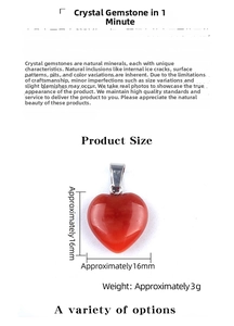 Vue détaillée d'un pendentif cœur en agate rouge 16mm avec bélière argentée et poids
