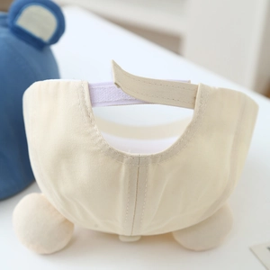 Chapeau de soleil pour bébé avec oreilles d'ours et Velcro réglable en beige