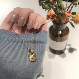 Collana Con Pendente In Zircone Di Acciaio Inossidabile Da Donna Targhetta Quadrata Incisa Cuore Catena Per Clavicola Gioielli