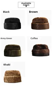 Winter faux fur hats in black, brown, army green, coffee and khaki color options