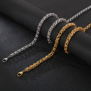 Minimalist crown style stainless steel Byzantine chain necklaces in gold and silver