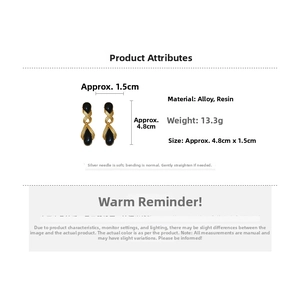 Detailed size and material guide for vintage metallic resin water drop earrings