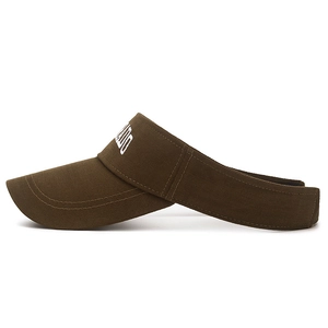 Brown brushed cotton sun visor hat with COLO embroidery for sports and casual wear
