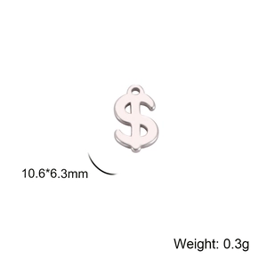 Pendentif signe dollar en acier inoxydable argenté, 10,6x6,3mm pour bijoux DIY