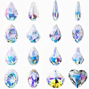 Clear AB coated crystal glass pendants in 16 assorted shapes for DIY suncatchers
