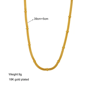 Elegant 18K gold-plated bamboo mesh chain necklace with adjustable length extension