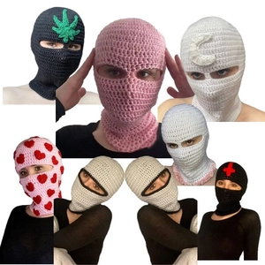 Knitted Balaclava Full Face Mask Handmade Crochet Winter Warm Windproof Outdoor Funny Novelty Hat