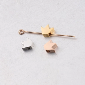 Trois perles de couronne en acier inoxydable or, argent et or rose pour bijoux DIY