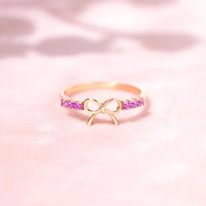 Bow Knot Ring 925 Sterling Silver Cubic Zirconia Rose Gold Plated Pave Setting Elegant Fashion Jewelry For Women