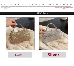 Detailed comparison of luxury gold and silver rhinestone evening bags with chain straps