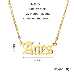 Vue détaillée du pendentif Bélier doré avec placage PVD 18K et spécifications
