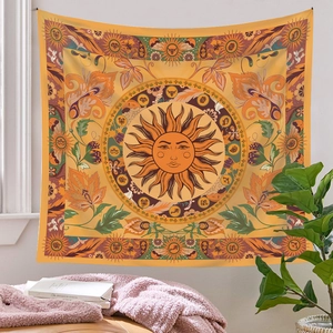 Bohemian sun and zodiac tapestry with tree of life pattern for bedroom wall decor