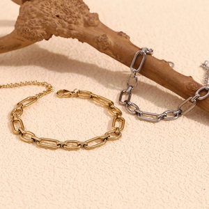 Minimalist Paperclip Chain Anklet Stainless Steel 14K Gold Plated Spliced Wide Ankle Bracelet For Women
