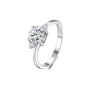 Elegant S925 sterling silver three-stone ring with one-carat round moissanite for women