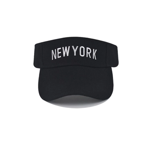 Black cotton sun visor hat with New York embroidery for outdoor beach travel