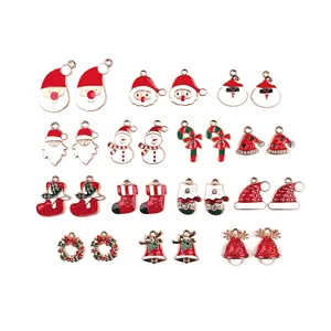 Christmas Alloy Enamel Charms For DIY Jewelry Making Santa Claus Snowman Stocking Bell Pendants For Necklaces Keychains Festive