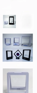 Transparent PE film jewelry frame box showing custom color options and screen printing