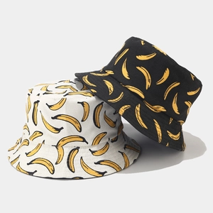 Cappello Da Pescatore Reversibile Con Stampa Banana Cotone Tela Protezione Solare Outdoor Per Uomo Donna