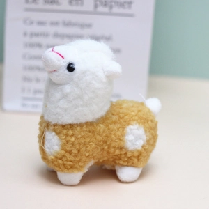Cute alpaca plush toy with brown and white woolly texture for home decoration
