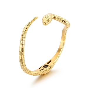 Poliertes goldfarbenes Schlangenarmband aus Titanstahl mit feiner Schuppenstruktur Hauptbild