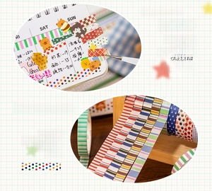 Detail von Vintage-Washi-Tape mit Punkten und Bären für die Scrapbook-Planung