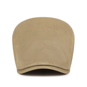 Béret classique kaki en sergé de coton vintage avec visière incurvée minimaliste