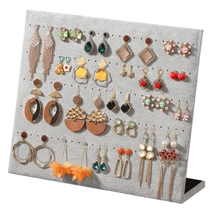 L-shaped velvet earring display board for jewelry storage with multiple hole design