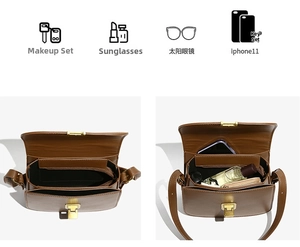Femme rétro marron sac à bandoulière en cuir PU sac croisé élégant sac à main carré