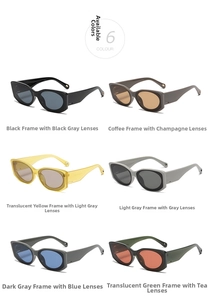 Detail showing six diverse color options for vintage rectangular frame sunglasses