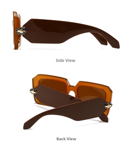 Baroque sunglasses side and back view with metallic snake head hinge decoration