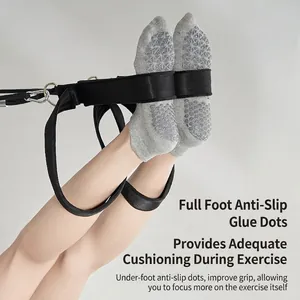 Cotton Pilates socks with grippy dots and functional black nylon straps with metal clips