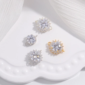 Connecteur Flocon de Neige en Argent Sterling S925 Zirconia Maillon de Bijoux à Double Boucle pour Bracelet Collier DIY